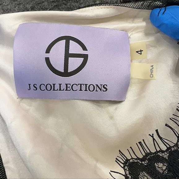 JS Collections Black Lace V-Neck Fit & Flare Dress - Size 4 - Picture 5 of 6